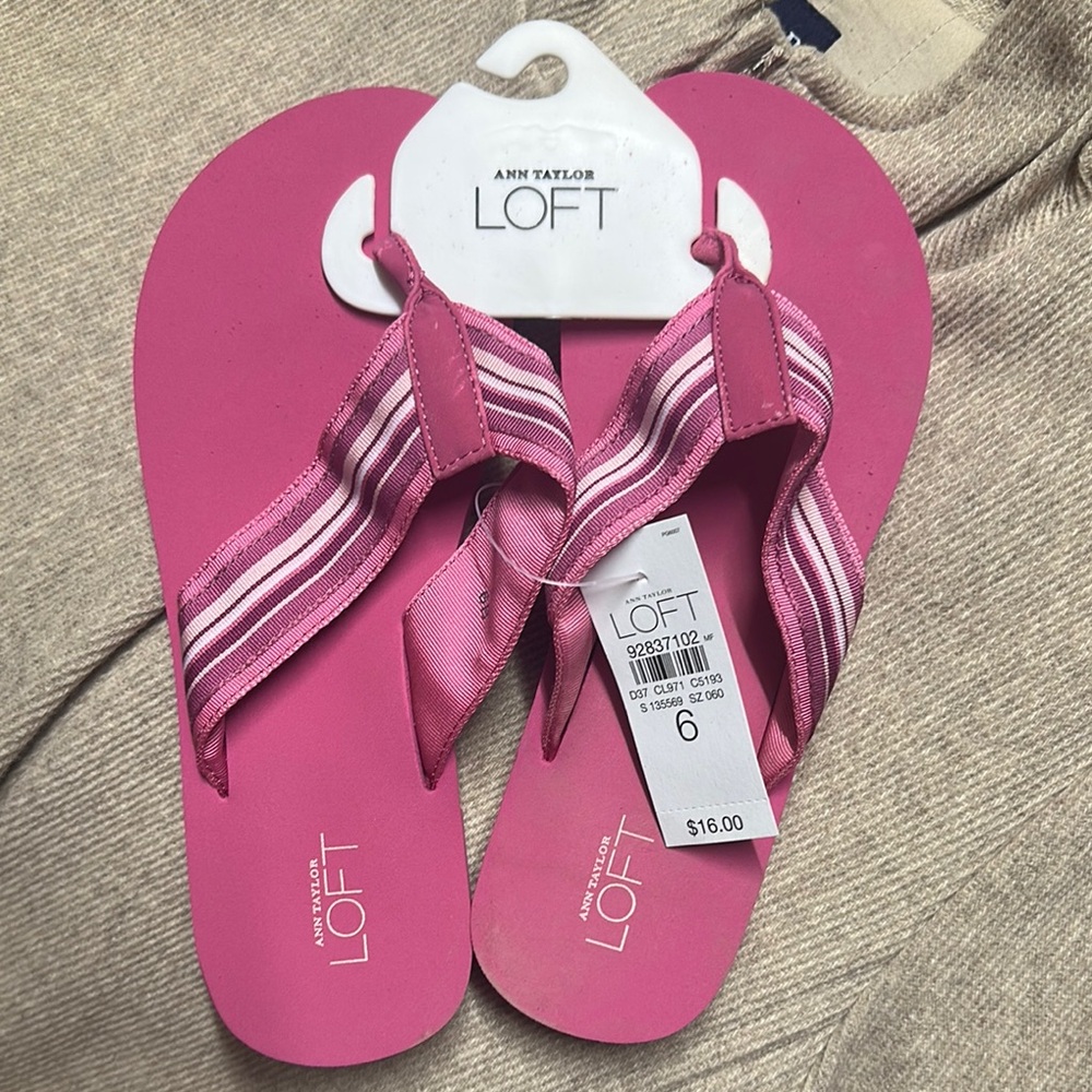 LOFT Pink Striped Sandals